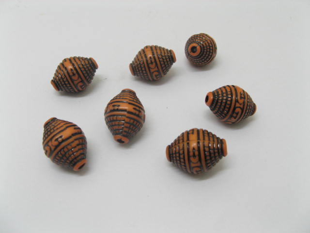 240 Orange Oval 20mm Textured Plastic loose beads